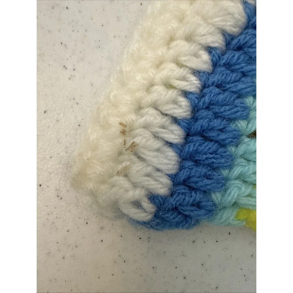 Vintage Rainbow Handmade Crochet Knit Pot Holders Trivets Hot Pads Kitchen Retro